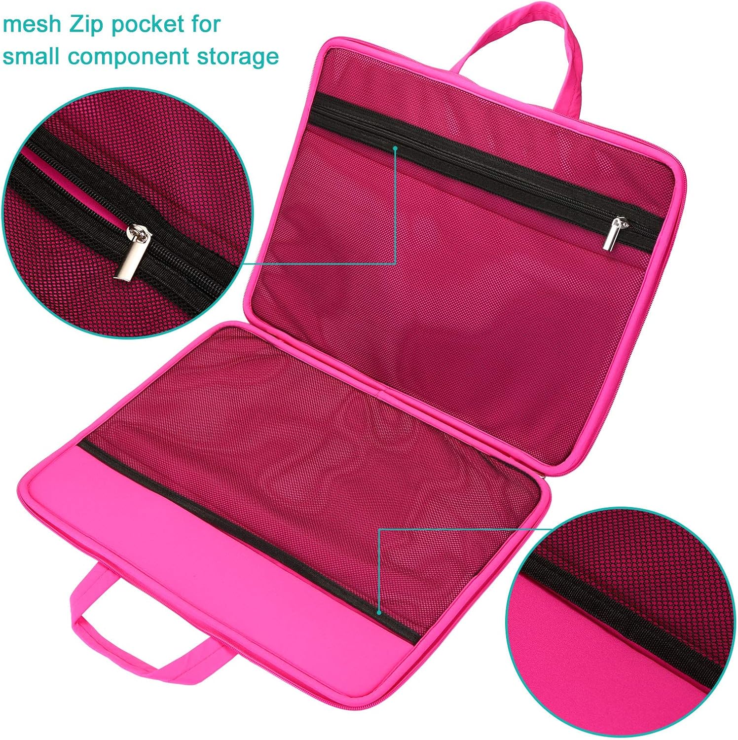 Protective Case for A4 Tracing LED Light Pad, Carrying Bag Travel Storage Case Pouch Cover with Pockets, for Laptop, Notebook, Most Tracing Light Table Pink