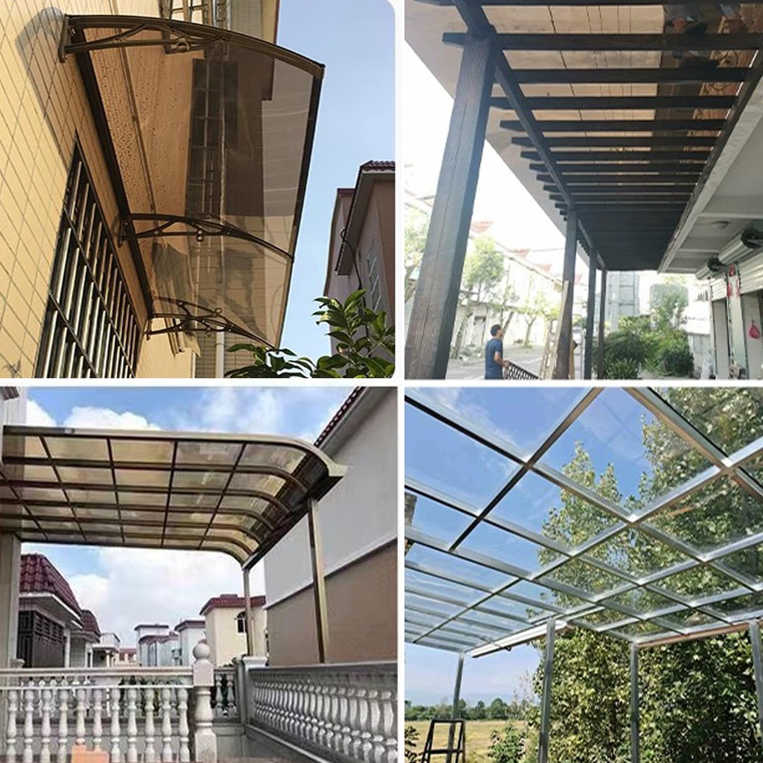 NIANXINN Lastre per Coperture in Pannelli di Policarbonato,Fogli di Plastica Acrilica Trasparente Marrone 1,2mm,Termoisolante Pioggia Pannelli di Ricambio per Serre Esterno (60cm x 2,5m)