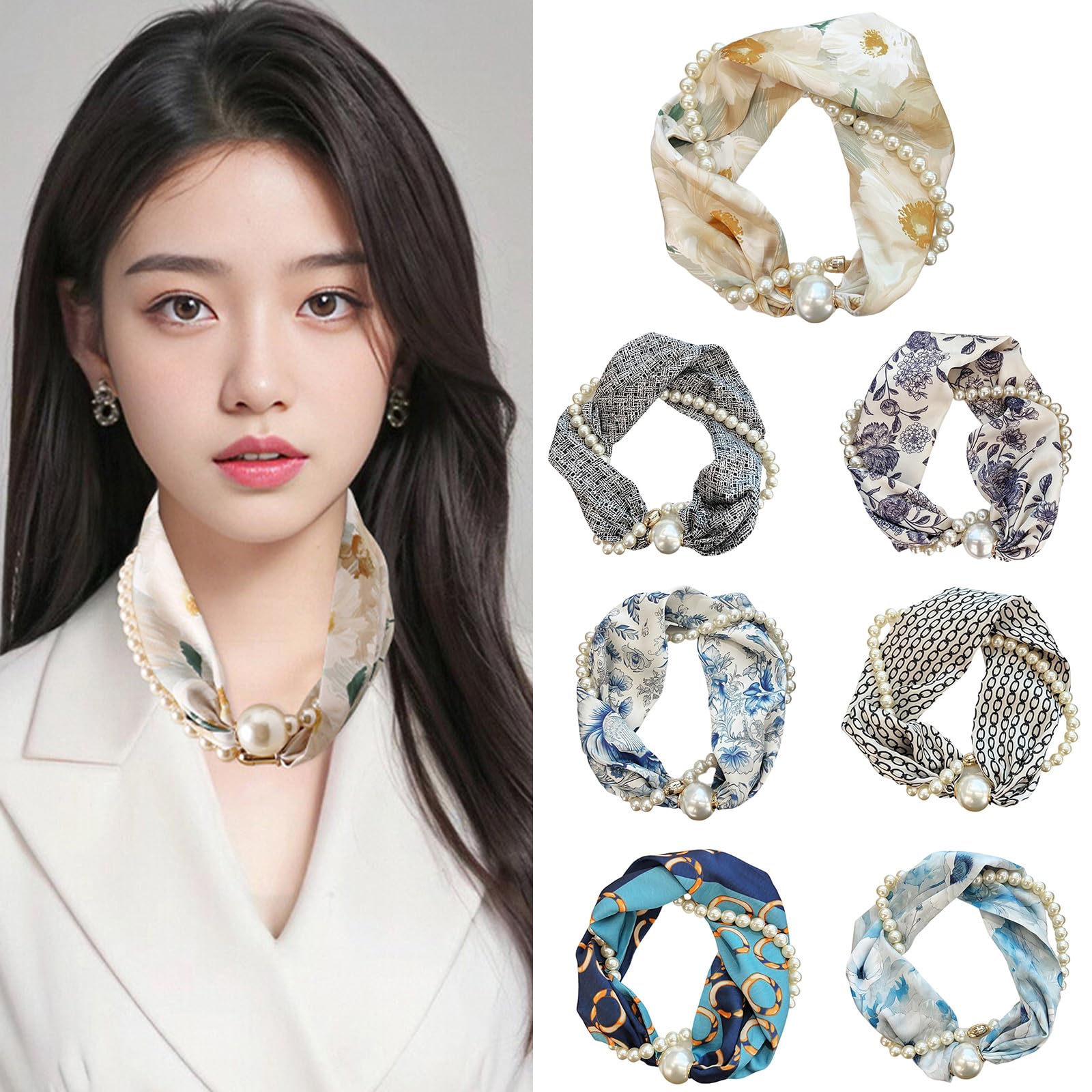 Amazon.co.jp: GUXEMEI マグネット留めパールチェーンネックレス 花柄