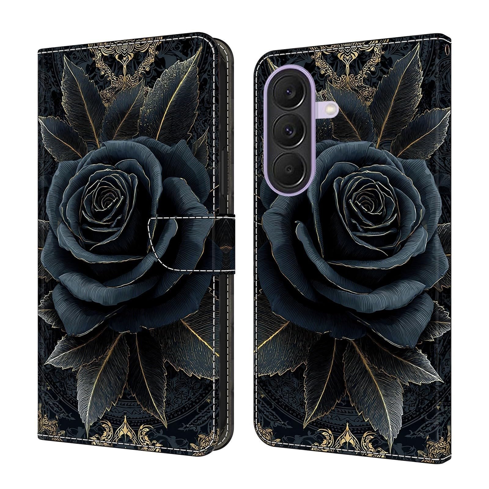 Generic Étui compatible avec Samsung Galaxy S20 Ultra (Motif : noir, doré, rose) en cuir Portefeuille à rabat magnétique Motif