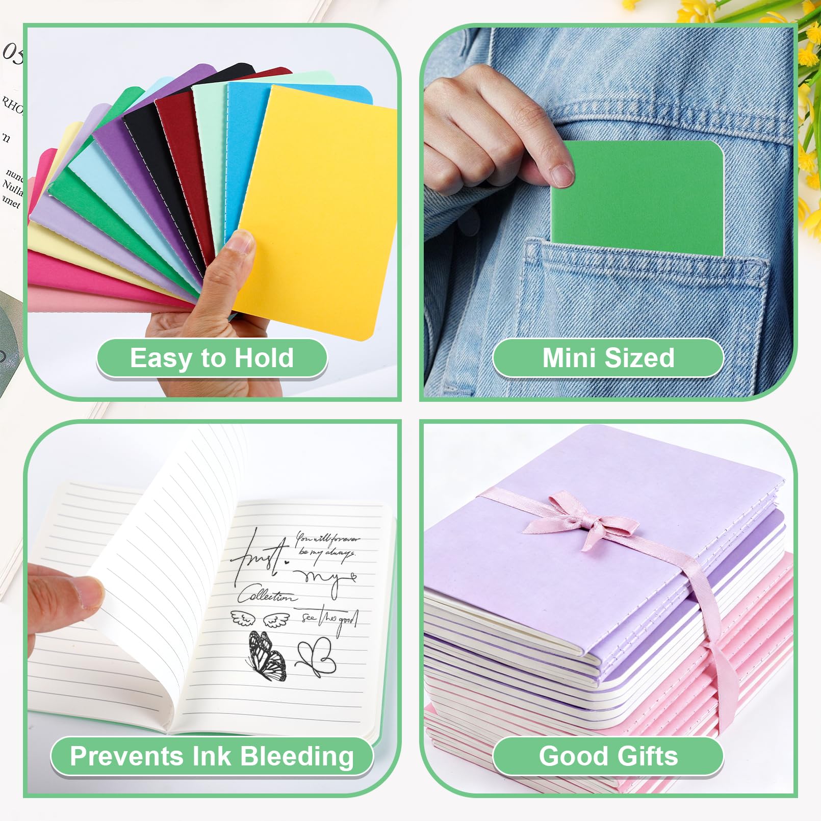 Confezione da 120 taccuini tascabili da 8,9 x 14,9 cm, con copertina colorata, piccoli quaderni portatili a righe, mini diari per casa, ufficio, regalo di viaggio, 12 colori, 30 fogli/60