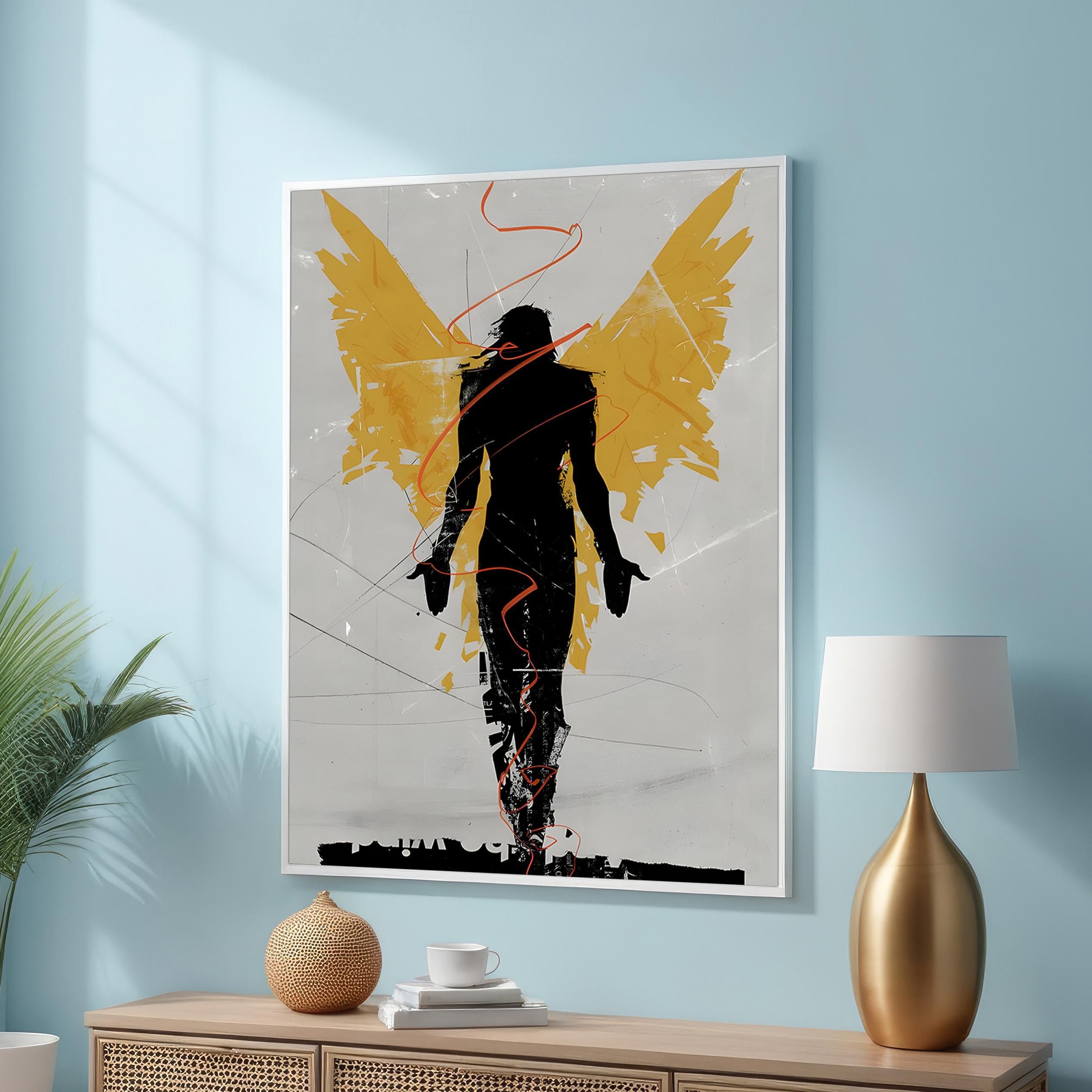 Toile minimaliste décoration murale moderne émotion abstraite jaune - 8