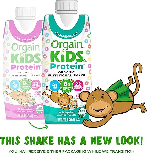 Miniatura 3 de Orgain Organic Kids - Batido nutricional de proteínas, cereales frutales, aperitivos para niños con 0.31 onzas de proteína láctea, 22 vitaminas y