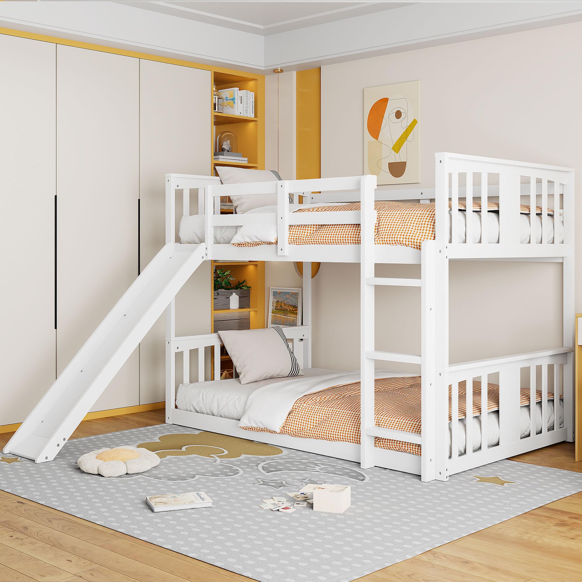 KLMM Twin Over Twin Bunk Bed with Slide, main product view