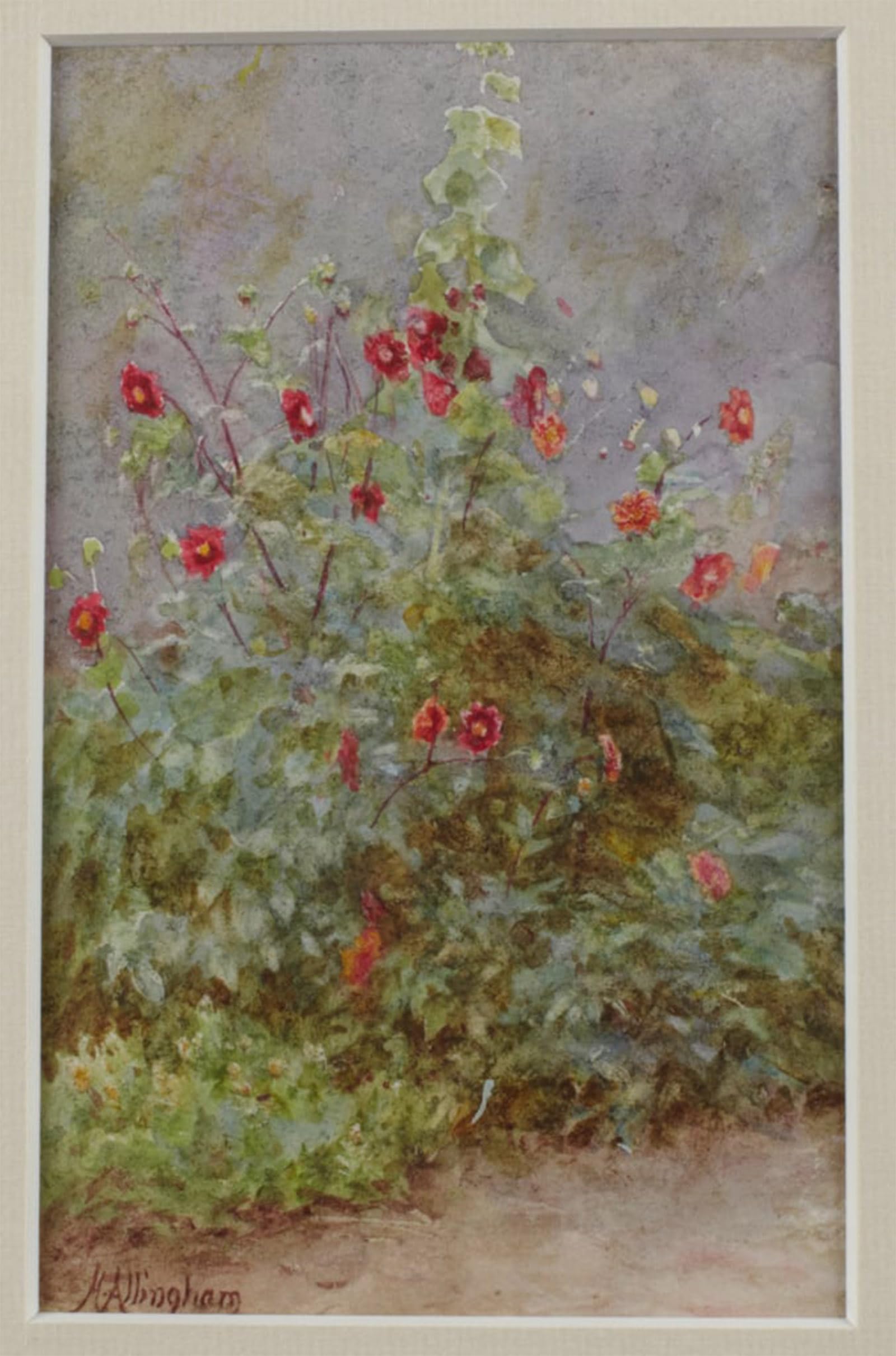 SERENDIPITP Vintage Wall Art Canvas Nordic Poster Canvas Print Picture Flower Border Hollyhock and Dahlias by Helen Allingham Wall Art Poster for Home Decor 60x90cm