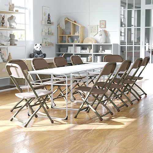 Miniatura 6 de Flash Furniture 2 Pk. Silla plegable de plástico marrón para niños