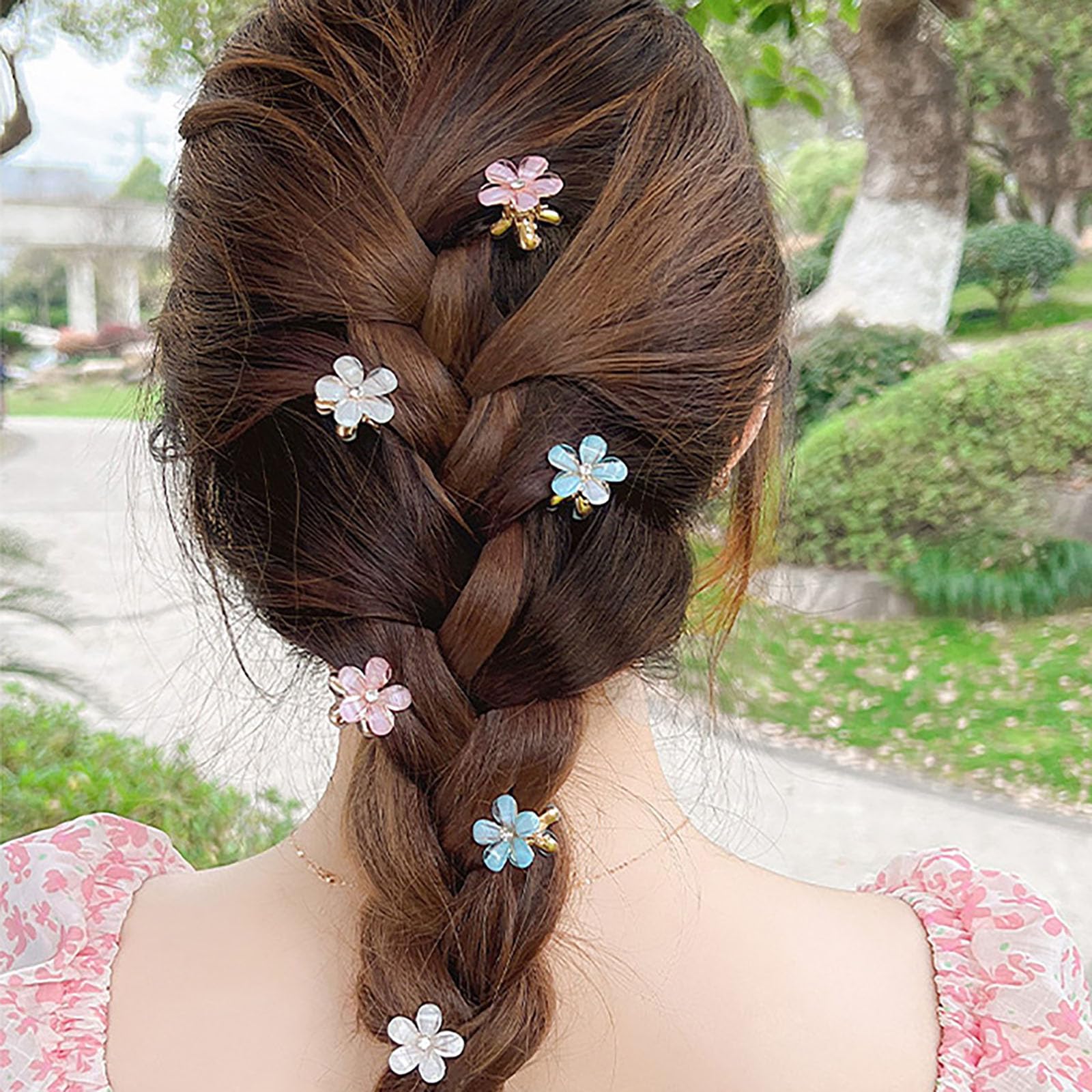 15Pcs Colorful Mini Flower Hair Claw Clips Sweet Cute Mini Claw Grips Non Slip Pearl Hair Clip Set Elegant Charm Flower Hair Grips for Women Girls - Image 4