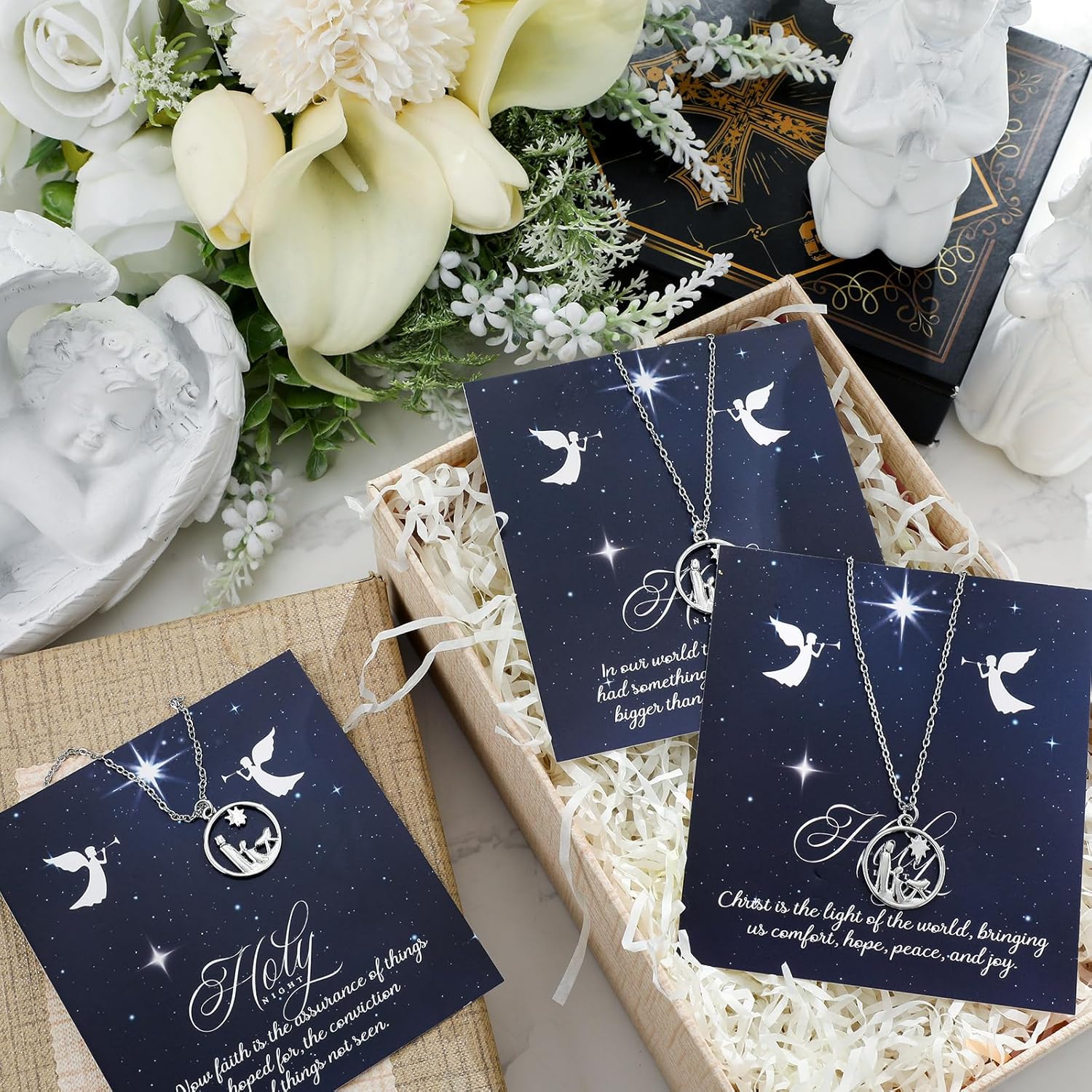 Landical Christian Cross Necklace Christmas Necklace for Women Religious Jewelry Gifts with Bible Verses Cards - Image 6