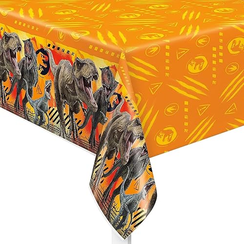 Mantel rectangular de plástico multicolor Jurassic World 3 (54 x 84 pulgadas), 1 unidad, diseño vibrante, perfecto para celebraciones de cumpleaños