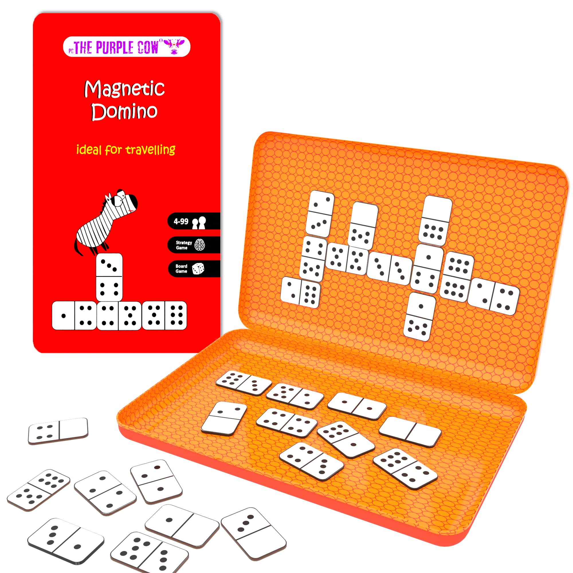 The Purple Cow Magnetic Travel Dominoes Game - Car, Airplane & Quiet Games for Kids & Adults, Ages 4+