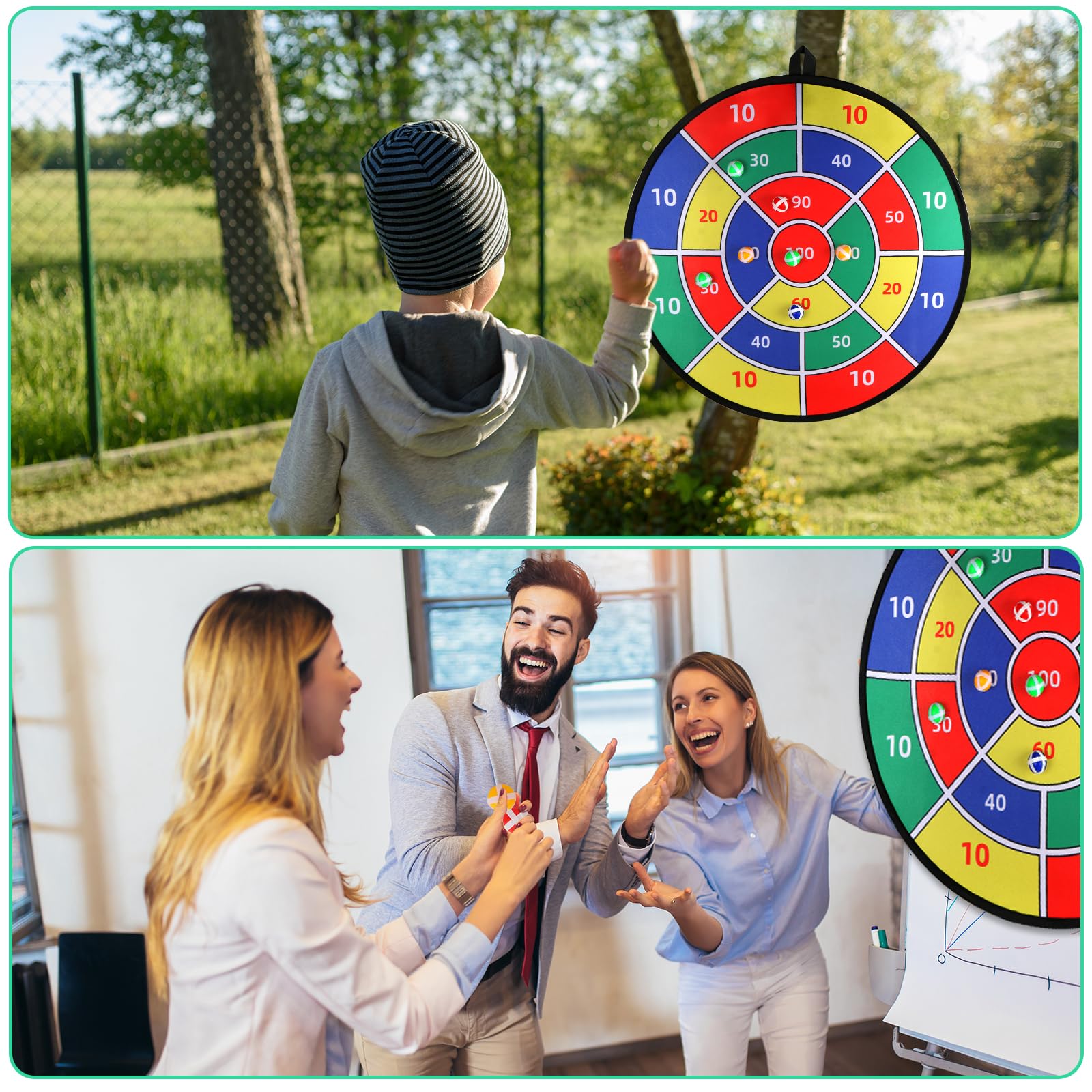 Toys Gifts for Kids Boys Daughter Son Birthday 29" Large Dart Board for Kids, Double-Sided Kids Dart Board with Sticky Balls, Indoor Sports & Outdoors Fun Party Play Games Toys