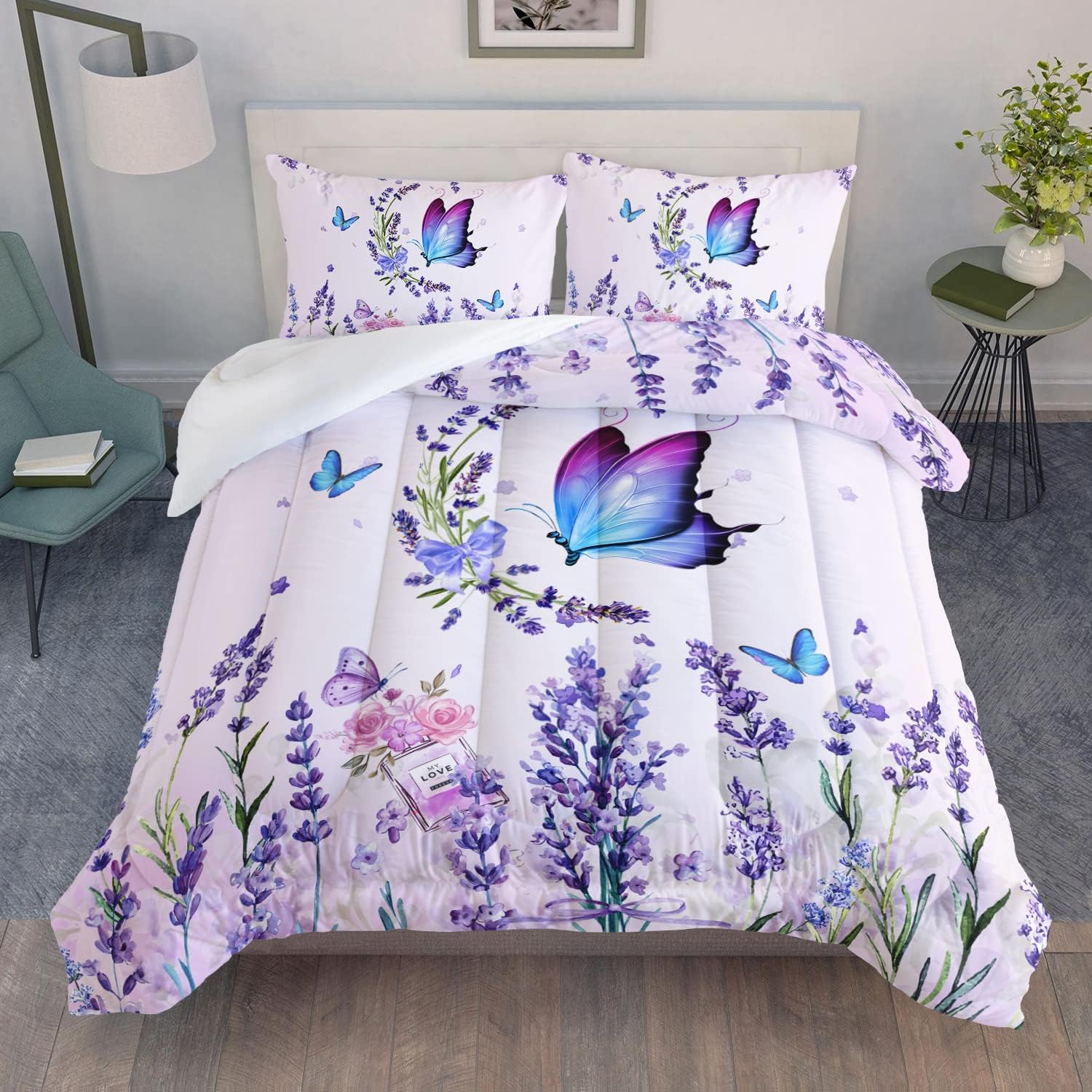 AILONEN Beautiful Butterfly Comforter Set Queen Size