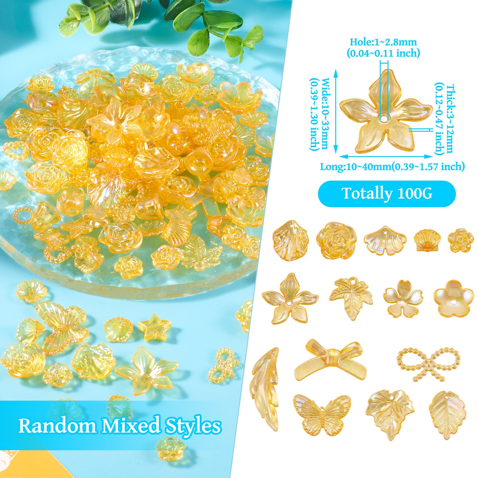 FASHEWELRY Acrylic Frosted Beads Bulk - Kawaii Green Two Tone Focal Beads For Bracelet & Necklace Making, 0.22 Lb - View #7