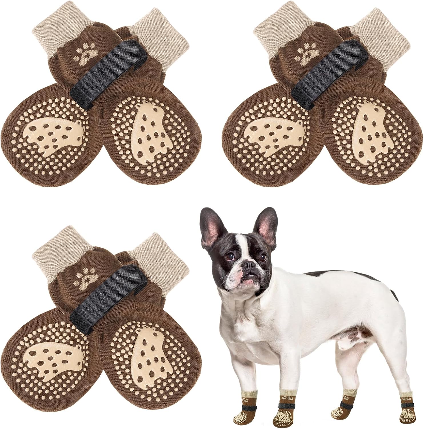 SCENEREAL Double Side AntiSlip Dog Socks for Hot/Cold