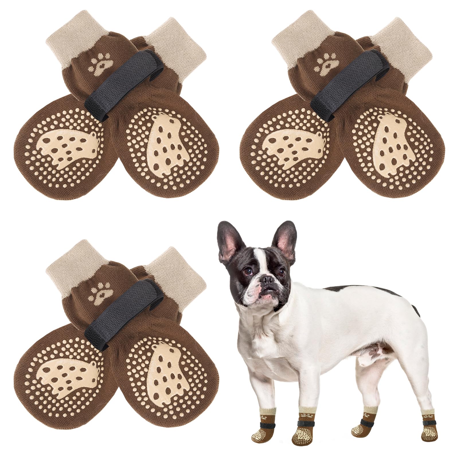 SCENEREAL 6Pcs Anti Slip Dog Socks to Prevent Licking Paws for Hot/Cold Pavement, Dog Grippy Socks for Hardwood Floors, Dog Shoes for Boots & Paw
