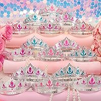 Vista 2 de Regalos de fiesta de corona de princesa, 16 tiaras de princesa para cumpleaños, accesorios de cosplay de niña, suministros de fiesta de joyería