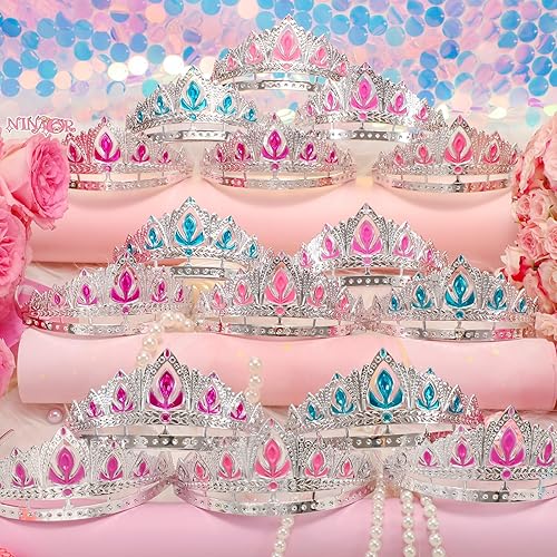 Miniatura 2 de Regalos de fiesta de corona de princesa, 16 tiaras de princesa para cumpleaños, accesorios de cosplay de niña, suministros de fiesta de joyería de