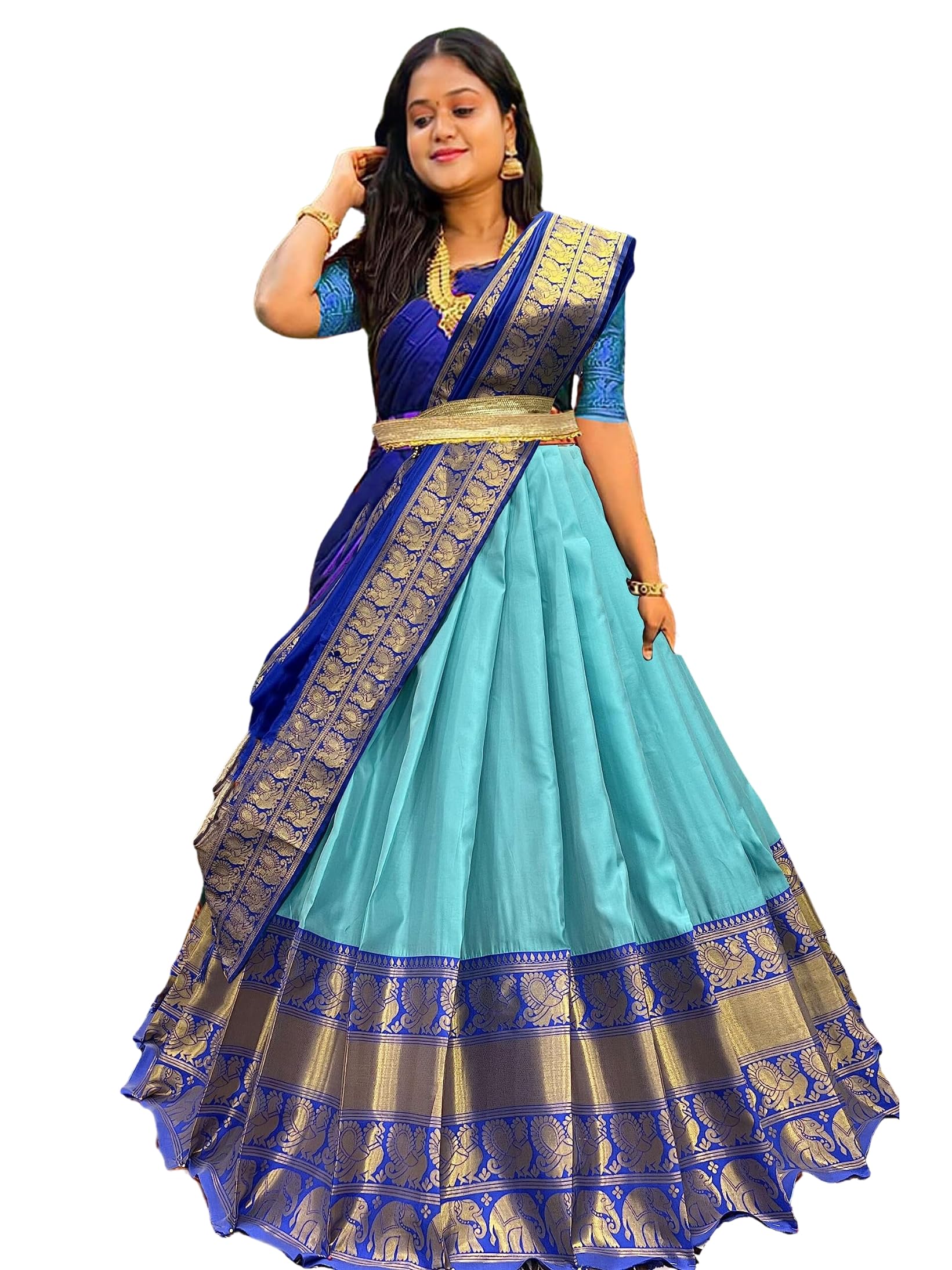 fabcartz South indian Traditional Unstitched Narayanpet Half Sareee-picture-57
