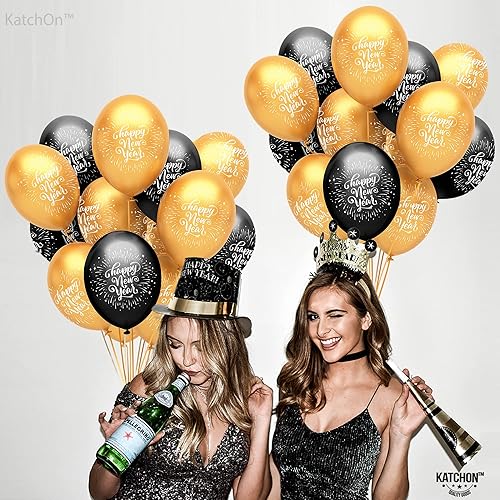 Miniatura 2 de KatchOn, Globos de Feliz Año Nuevo 2024  Paquete de 50  Globos de látex de Año Nuevo, suministros para fiesta de Año Nuevo 2024  Globo de látex NYE