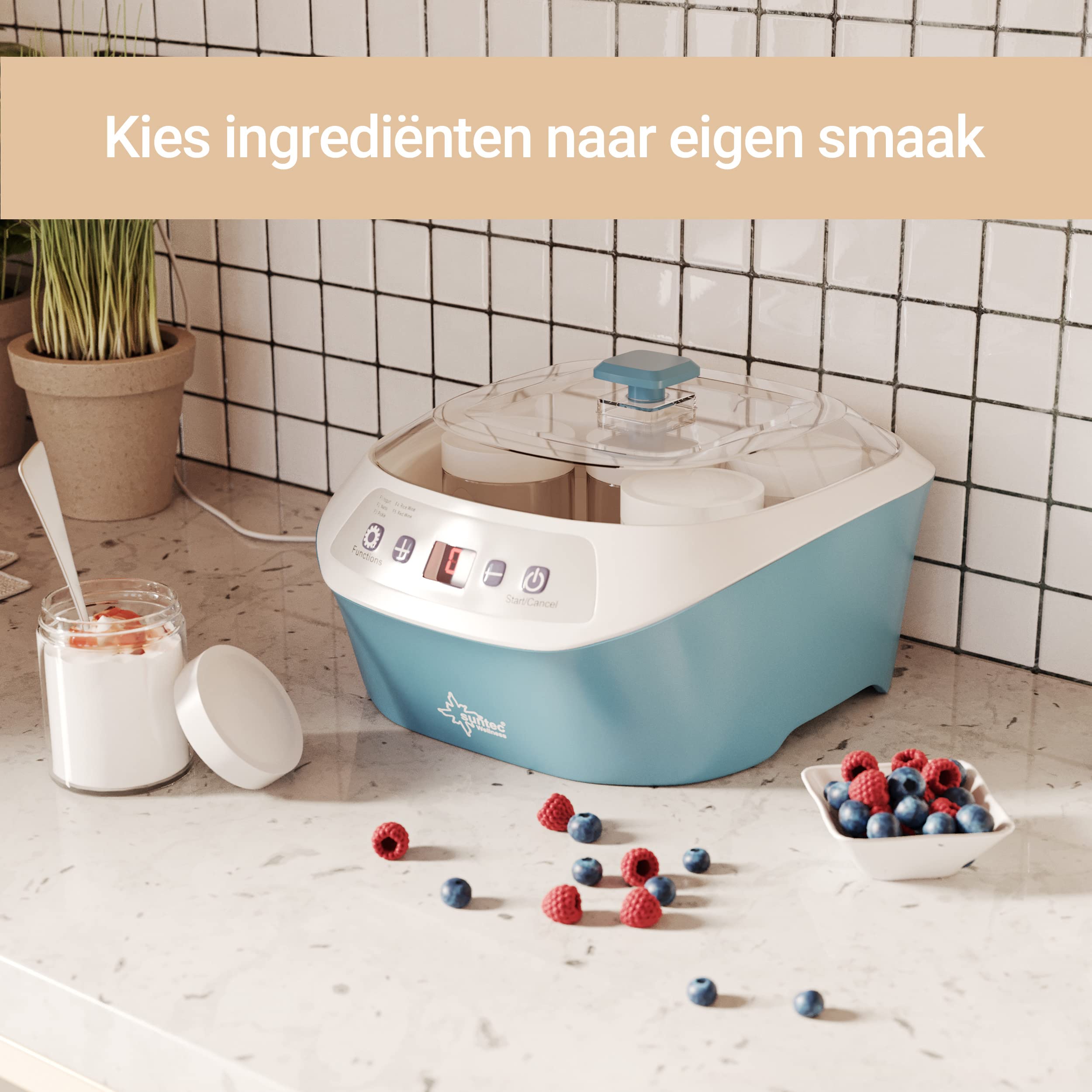 SUNTEC Yoghurtmaker YOG-8588 Digital – Maak Zelf Yoghurt Zonder Suiker – Yoghurtmachine Met Timer – 6 Glazen Bekers Met Deksel à 170 Ml – Ideaal Voor Bio-muesli – Zelf Fermenteren In De