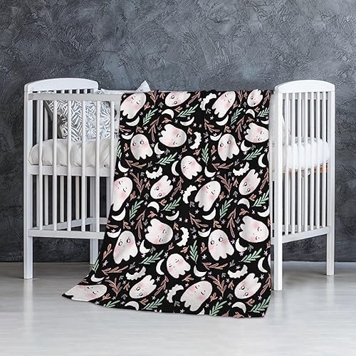 Miniatura 2 de SUPERICH Manta de fantasma de Halloween para bebé, regalo súper suave, manta acogedora para recién nacido, manta para cochecito de bebé, manta para
