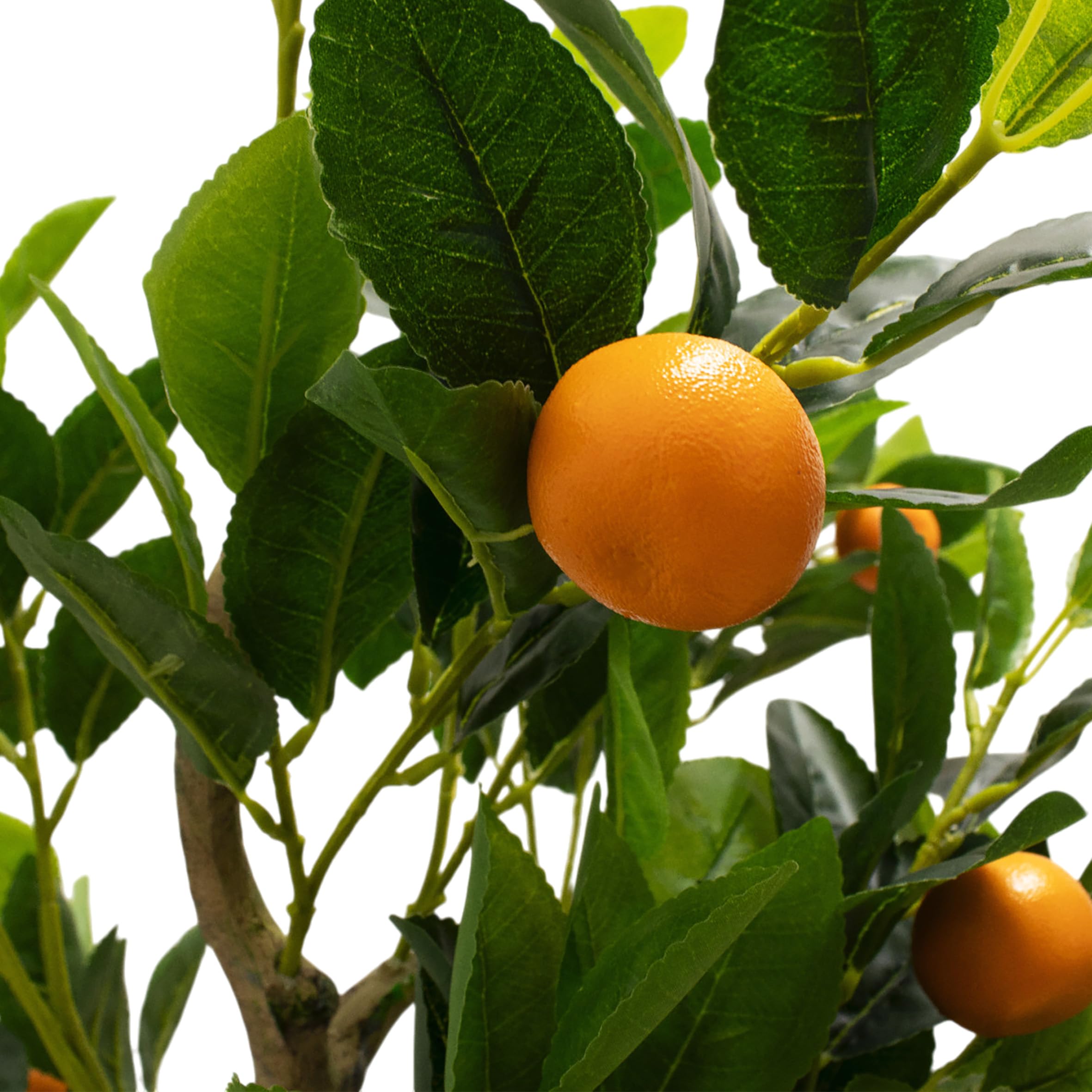 Árbol de naranja artificial en maceta negra - 118 x 40 cm - Árbol artificial en maceta con 10 naranjas - Planta artificial naranja en maceta, árbol decorativo, árbol ornamental, árbol artificial