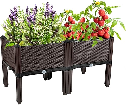 Miniatura 1 de TDDSS Cama de jardín elevada con patas para plantas al aire libre, macetas, cajas de jardín elevadas, perfectas para jardín, patio, balcón, terraza
