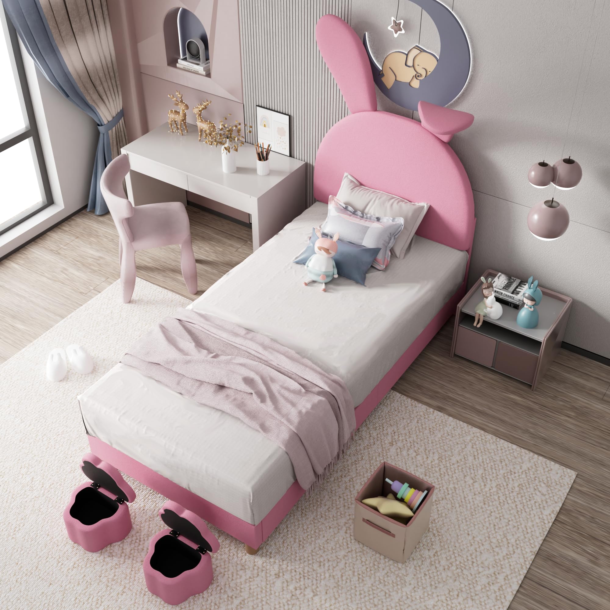 Łóżko piętrowe 140 x 200 cm różowe jako rama łóżka to łóżko Bunk Bed oraz łóżko młodzieżowe i łóżko funkcyjne z litego drewna sosnowego z biurkiem i półkami do pokoju gościnnego