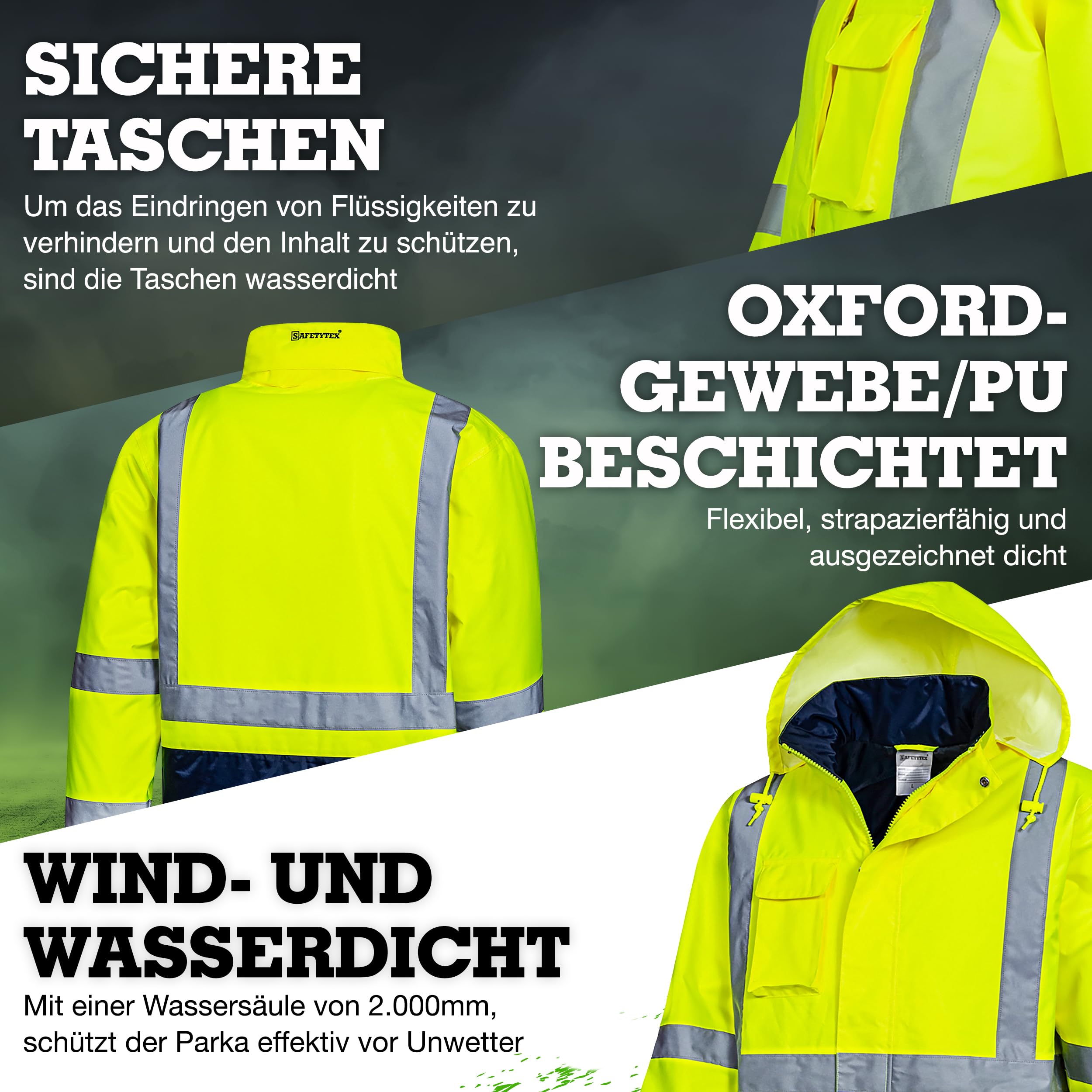 Safetytex Winter Warnschutz Parka - Arbeitsjacke - Warnschutzjacke - Outdoor Warnjacke - wasserdicht & winddicht - fluoreszierend