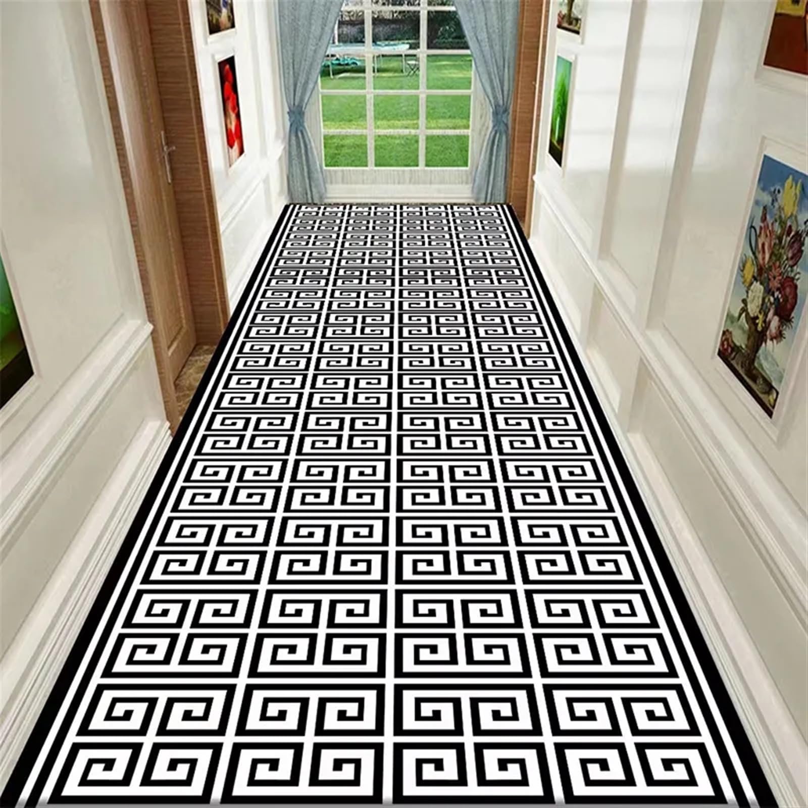 Tapis de couloir rétro 200x80cm rectangulaire pour hall d'entrée