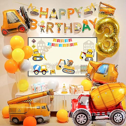 Miniatura 10 de Suministros de fiesta de cumpleaños de construcción de 2 años de edad, globos de construcción, kit de guirnalda de globos para decoración de fiesta