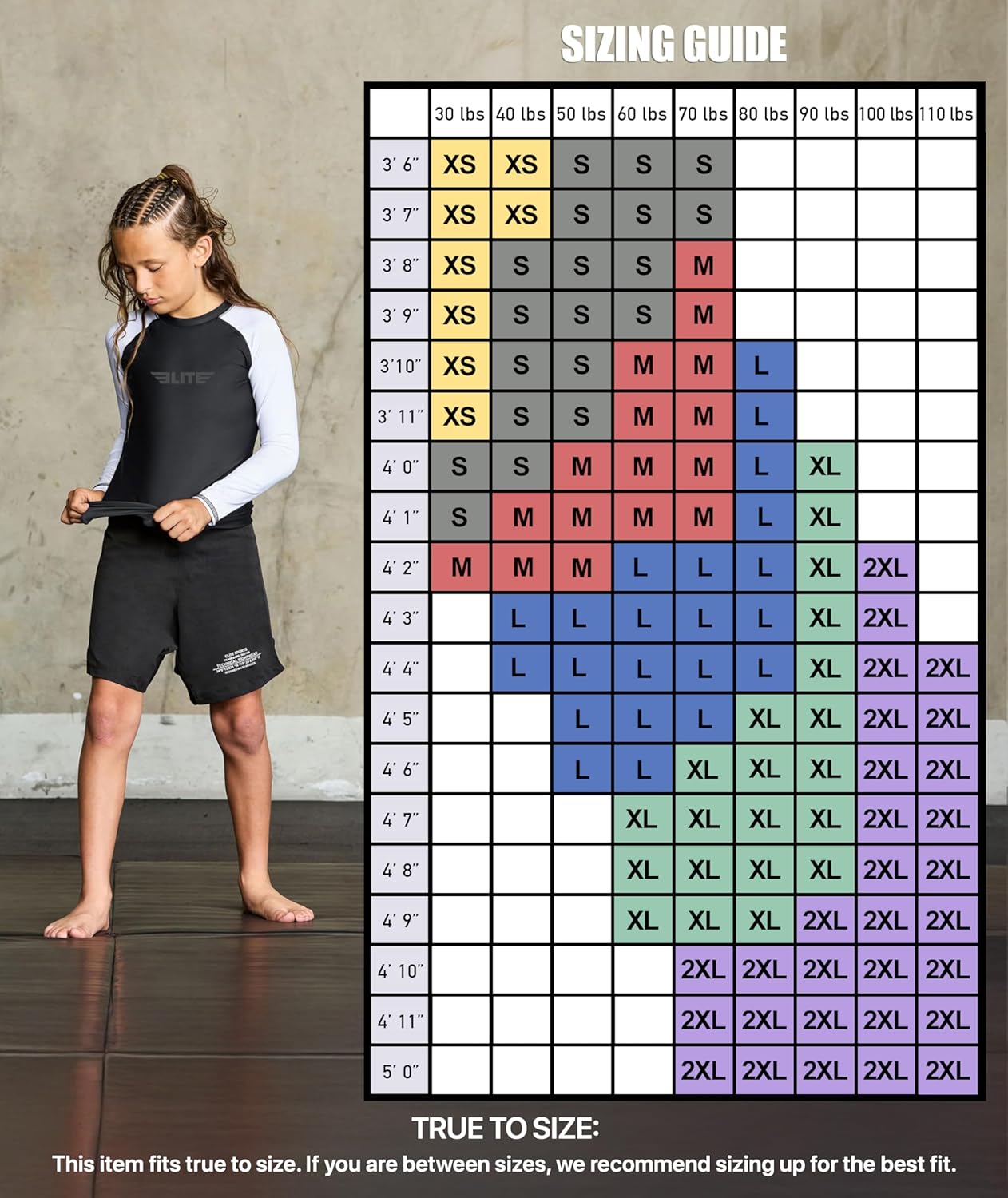 Elite Sports Rash Guards for Boys and Girls, Full Sleeve Compression BJJ Kids and Youth Rash Guard - Image 5