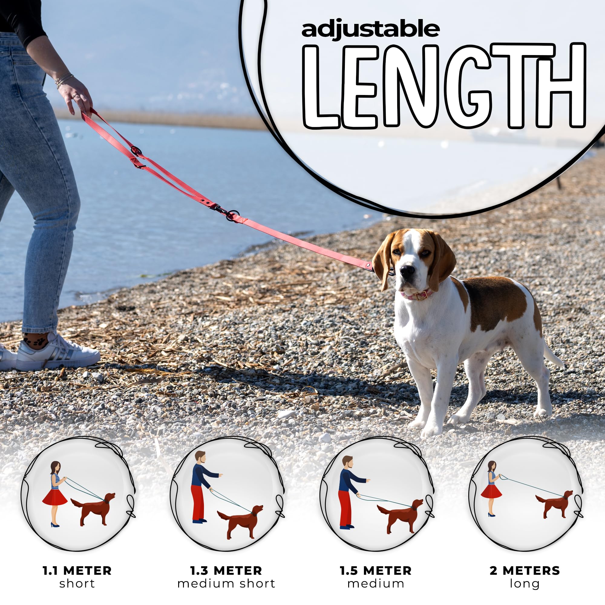 Hondenriem met Heupriem – Middelgrote hond – 150/210cm – Groen