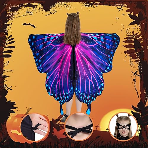 Miniatura 7 de Butterfly Costume Halloween Costumes for Girls Kids, Butterfly Wings Costume Cape Shawl for Girls Fairy Wing