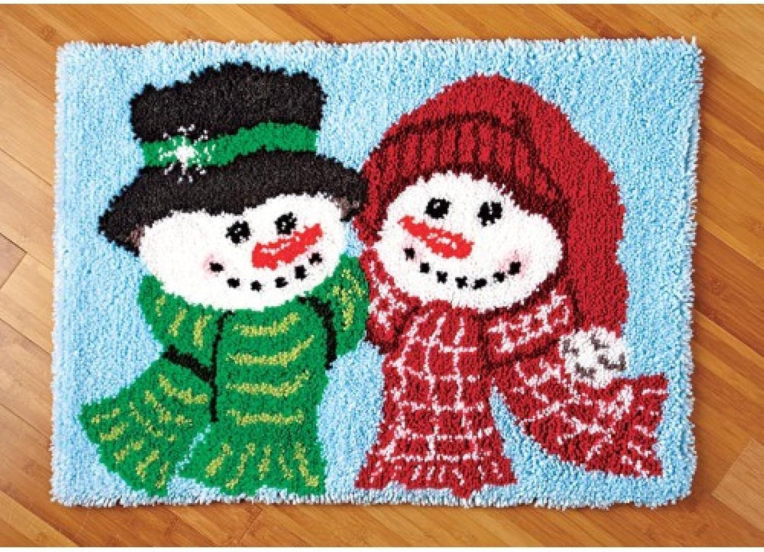 Amazon｜大人用DIYラッチフックラグキットカーペットクロスステッチ刺繡クッションセットパターンプリントキャンバス付き スノーマン