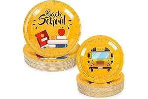 Whaline School Bus Plates for First Day of School Party Supplies