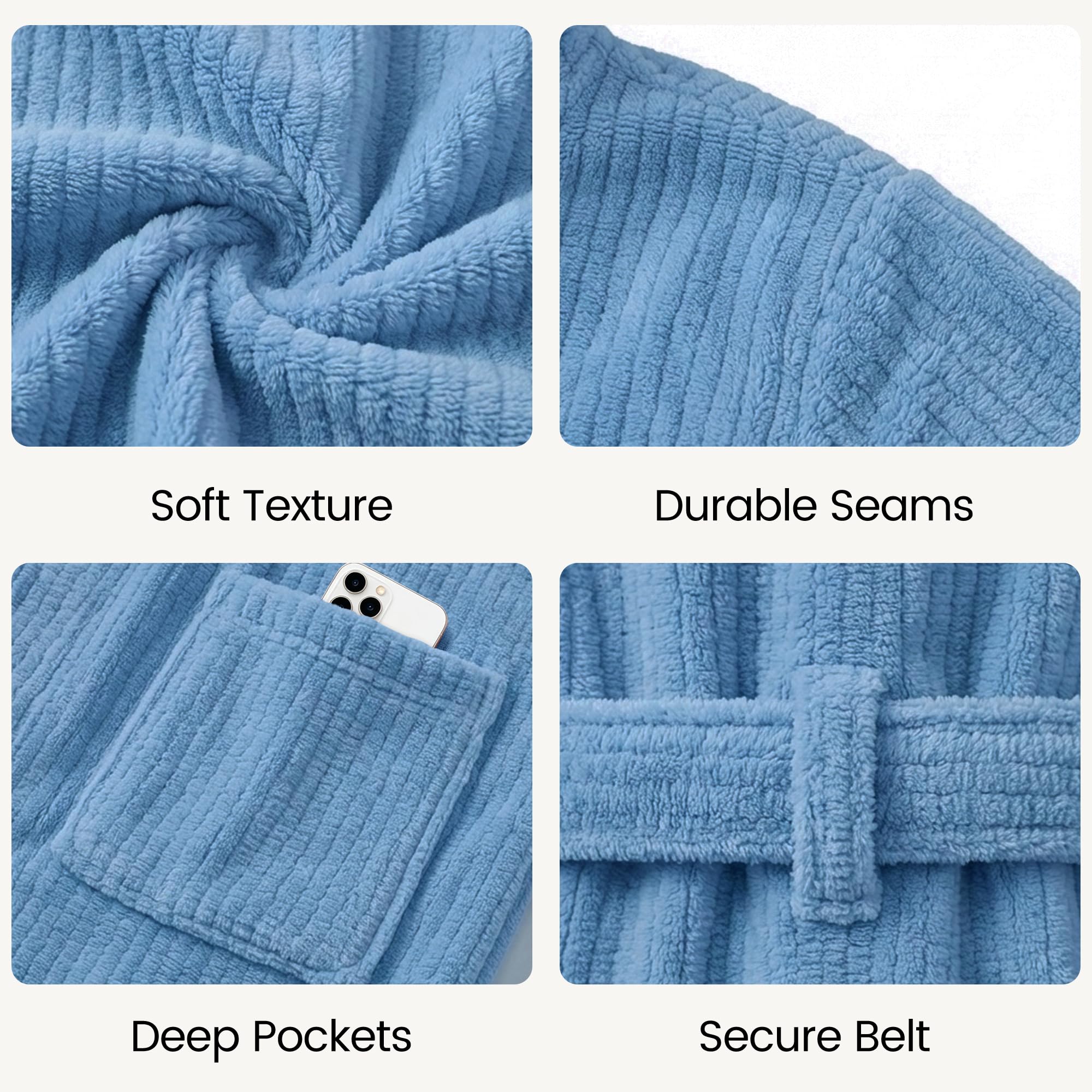 PJGGZ Bata de baño para hombre con capucha, suave y larga, súper absorbente, de secado rápido pero cálida