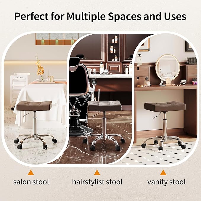 Silla De Oficina Sin Apoyabrazos Giratoria Ajustable Marrón miniatura 7