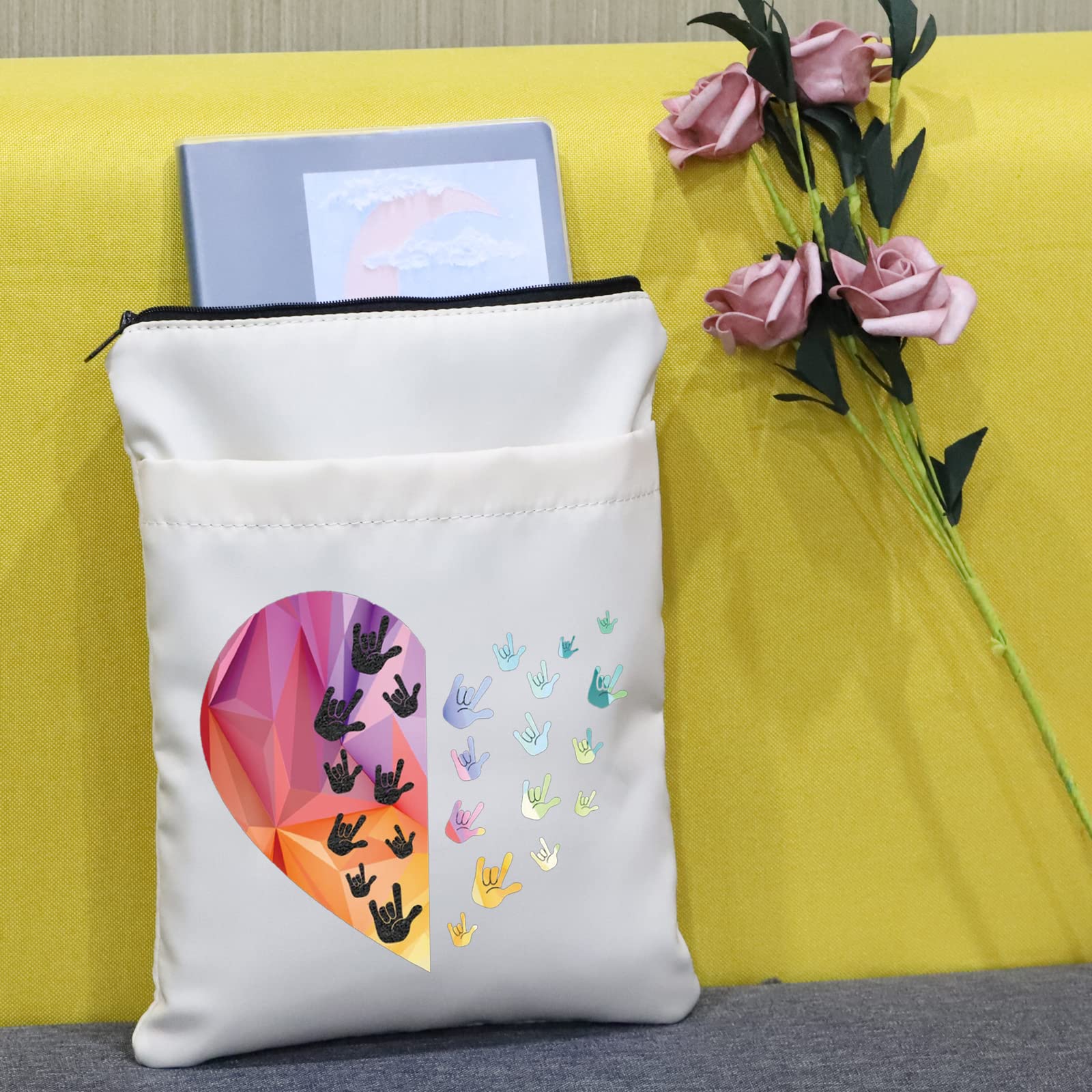 ❤︎.* はな ❤︎.*様② ブックカバー、ポーチ Amazon | 手話 ハート ブックポーチ ASL ギフト ブックカバー ブック
