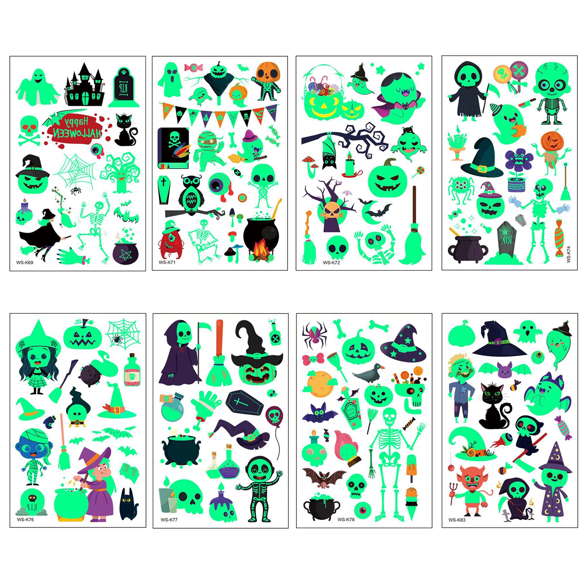 Buy LABANCA 8 Sheets Kids Halloween Temporary Tattoo Stickers Luminous