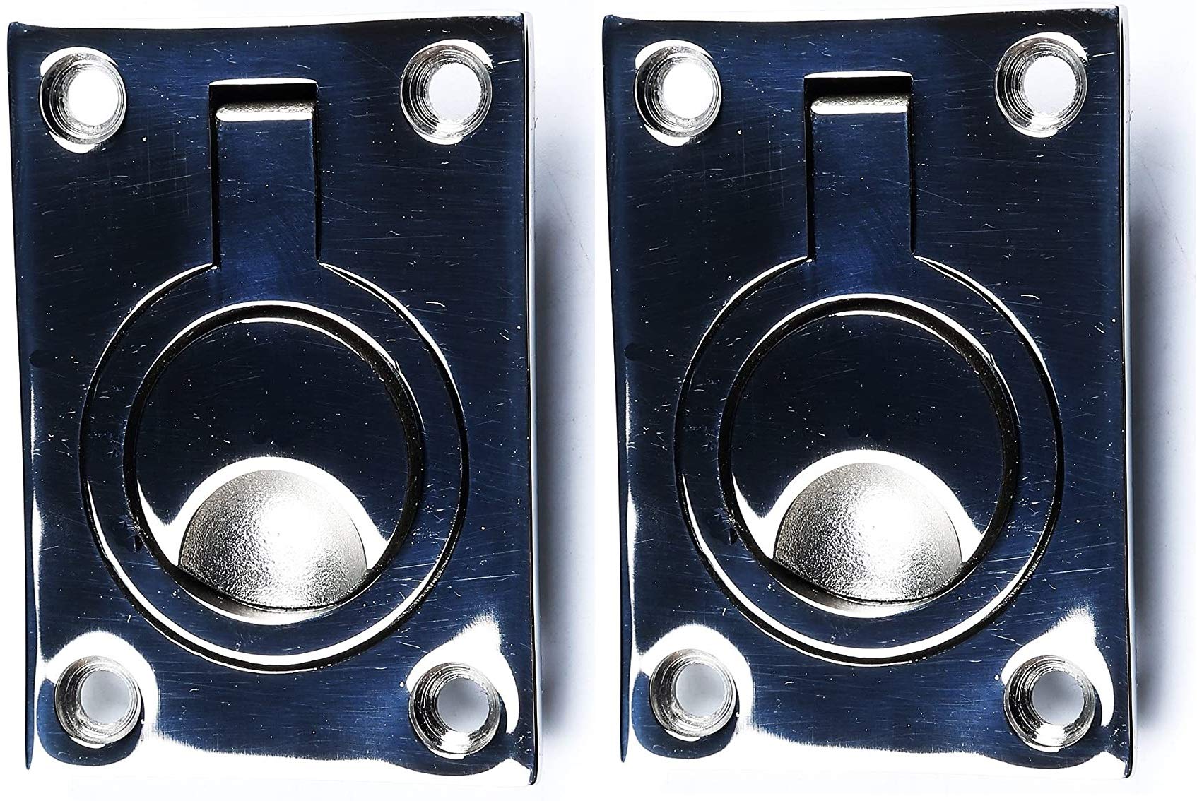 2 Pack Marine Polished Stainless Steel Recessed Flush Hatch Ring Pull Handle