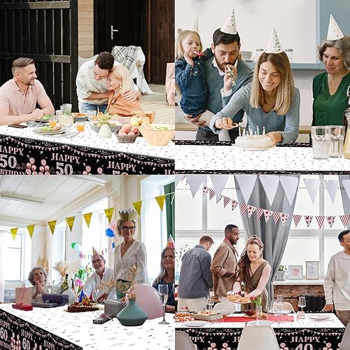 Miniatura 7 de Mantel de plástico desechable para cumpleaños 60, paquete de 3 manteles de 54 x 108 pulgadas, mantel rectangular impermeable para cumpleaños 60 años