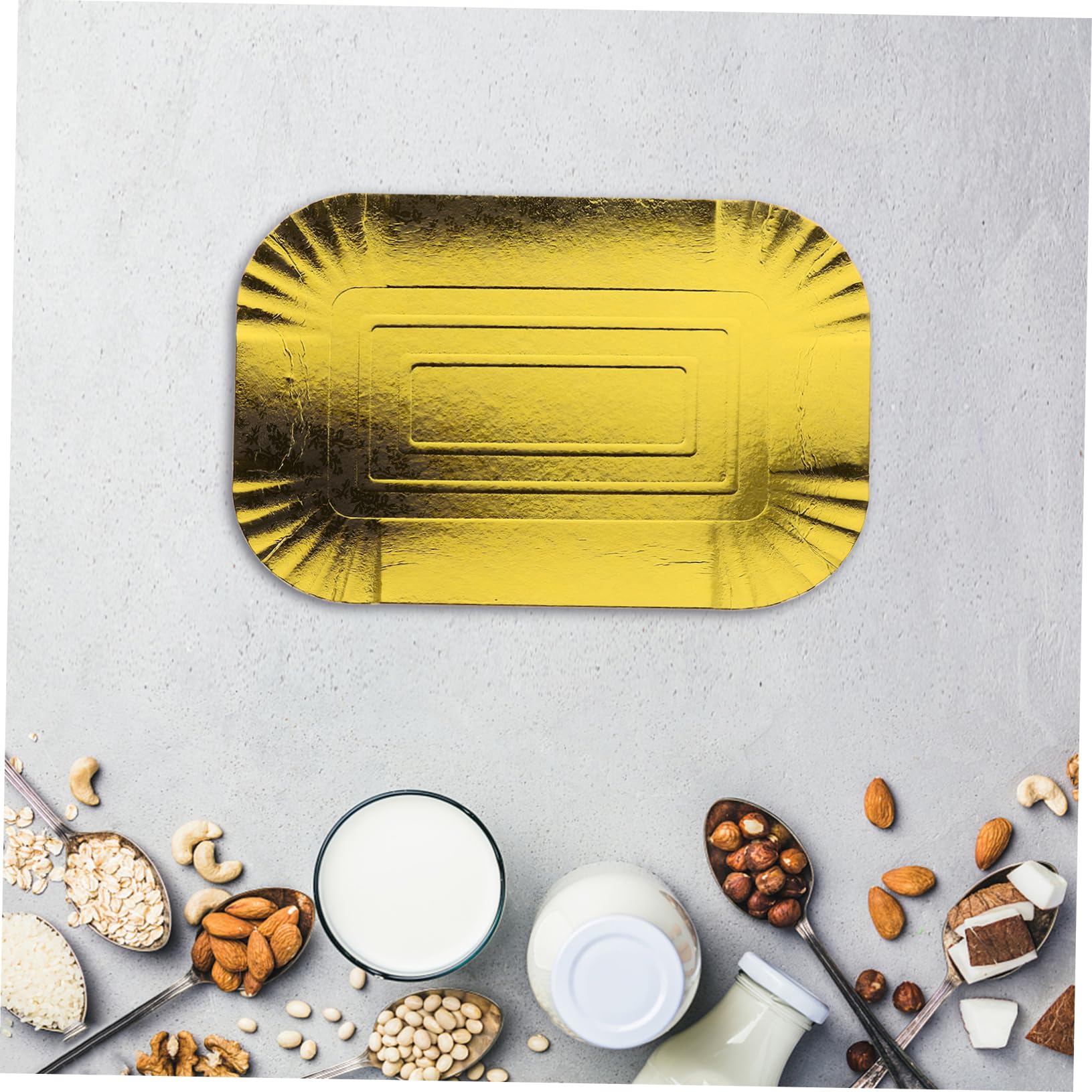 10pièces Assiettes Jetables Papier Doré Plateau Alimentaire Aluminium Vaisselle Jetable Simple Pour Fête Barbecue Banquet Hôtel Service Pratique