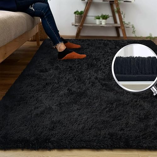 Miniatura 2 de DweIke - Tapete de pelo alto y esponjoso para sala, dormitorio, habitación infantil, guardería y cabecera, tapete antideslizante y suave para