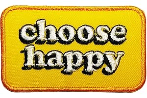 Choose Happy Embroidered Applique - Word Patches Fabric Iron-On Patches DIY Clothing Patches