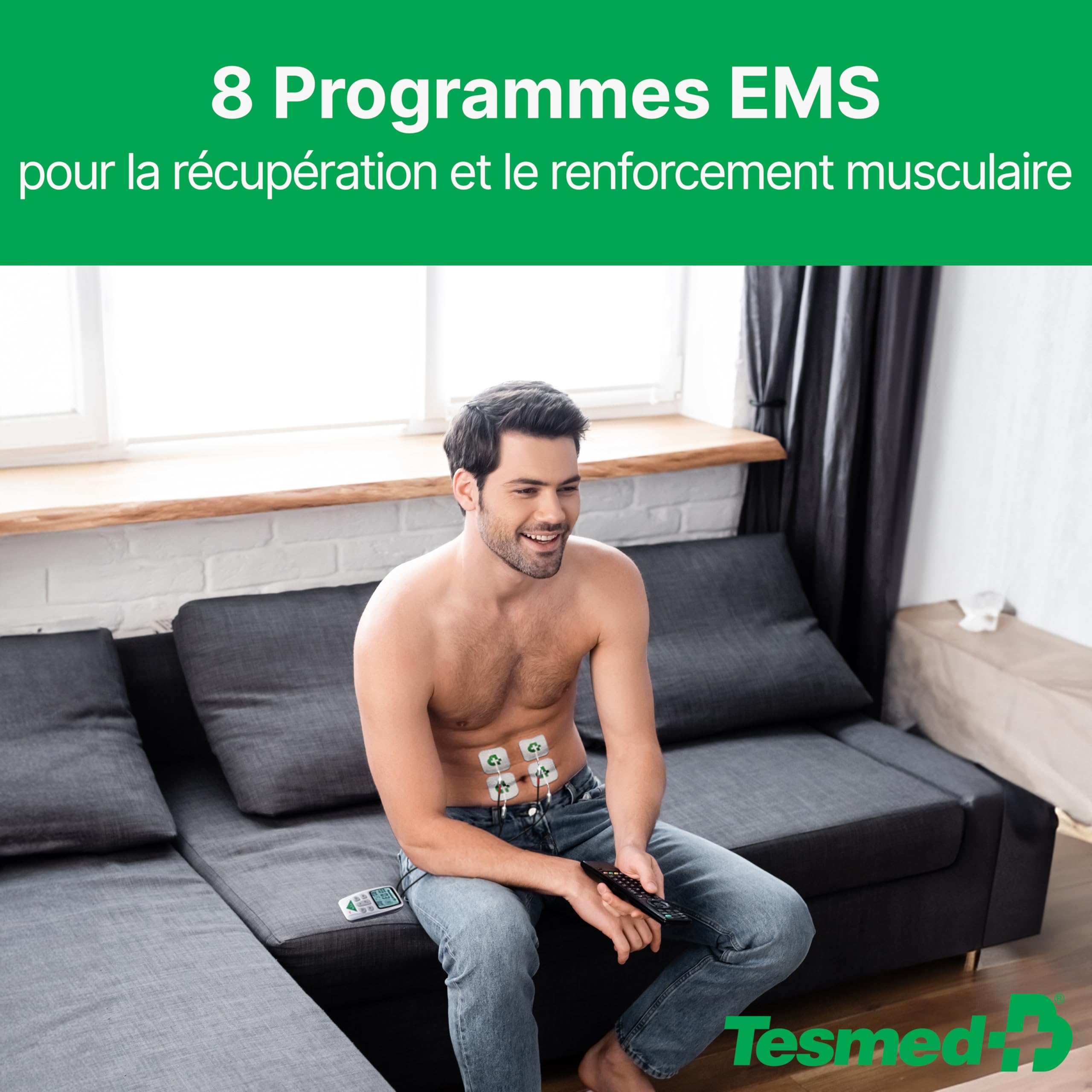 TESMED Fit 5.4 Elettrostimolatore EMS TENS con ABS Pad Addominali Incluso
