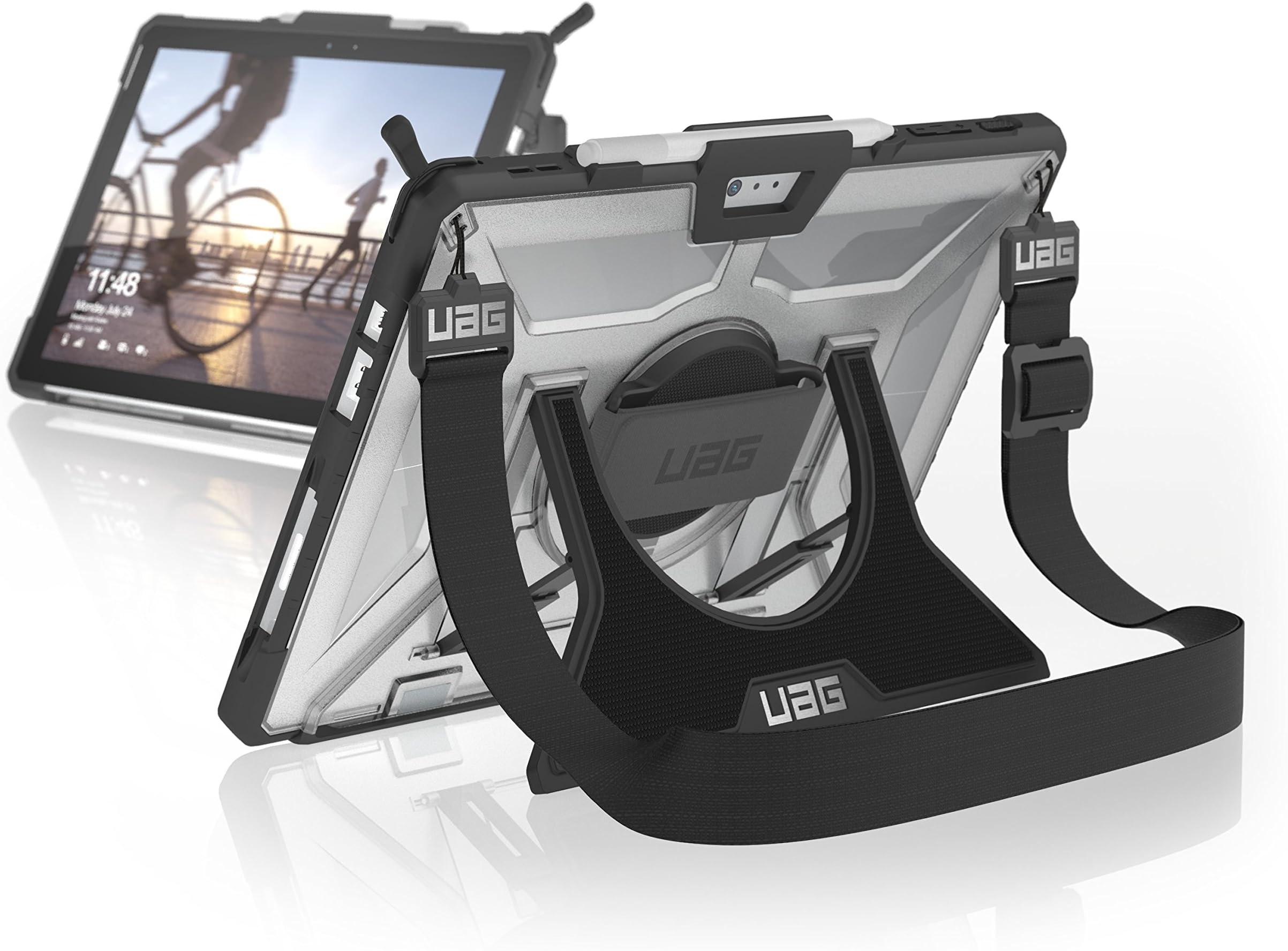 UAG Designed for Microsoft Surface Pro 7 Plus/Pro 7/Pro 6 Case Plasma - Built-in Hand Strap & Shoulder Strap Rugged Military Graded Protective Cover, Ice