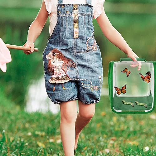 Miniatura 7 de 3 piezas de jaula pequeña de malla para insectos con asa de transporte para observar orugas, mariposas monarca, mariquitas y otros insectos, 8 x 8 x