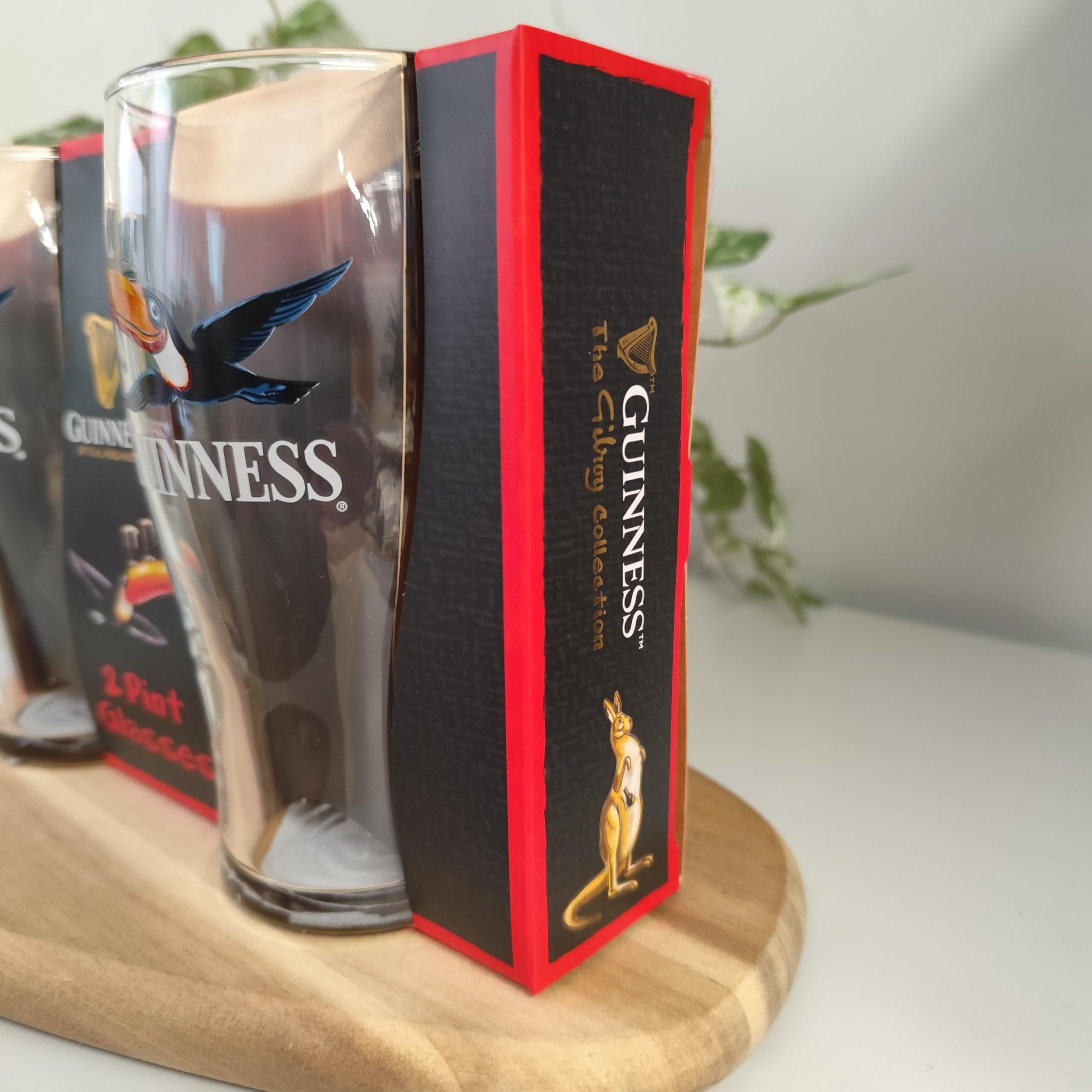Guinness Lot de 2 verres à bière Motif toucan volant