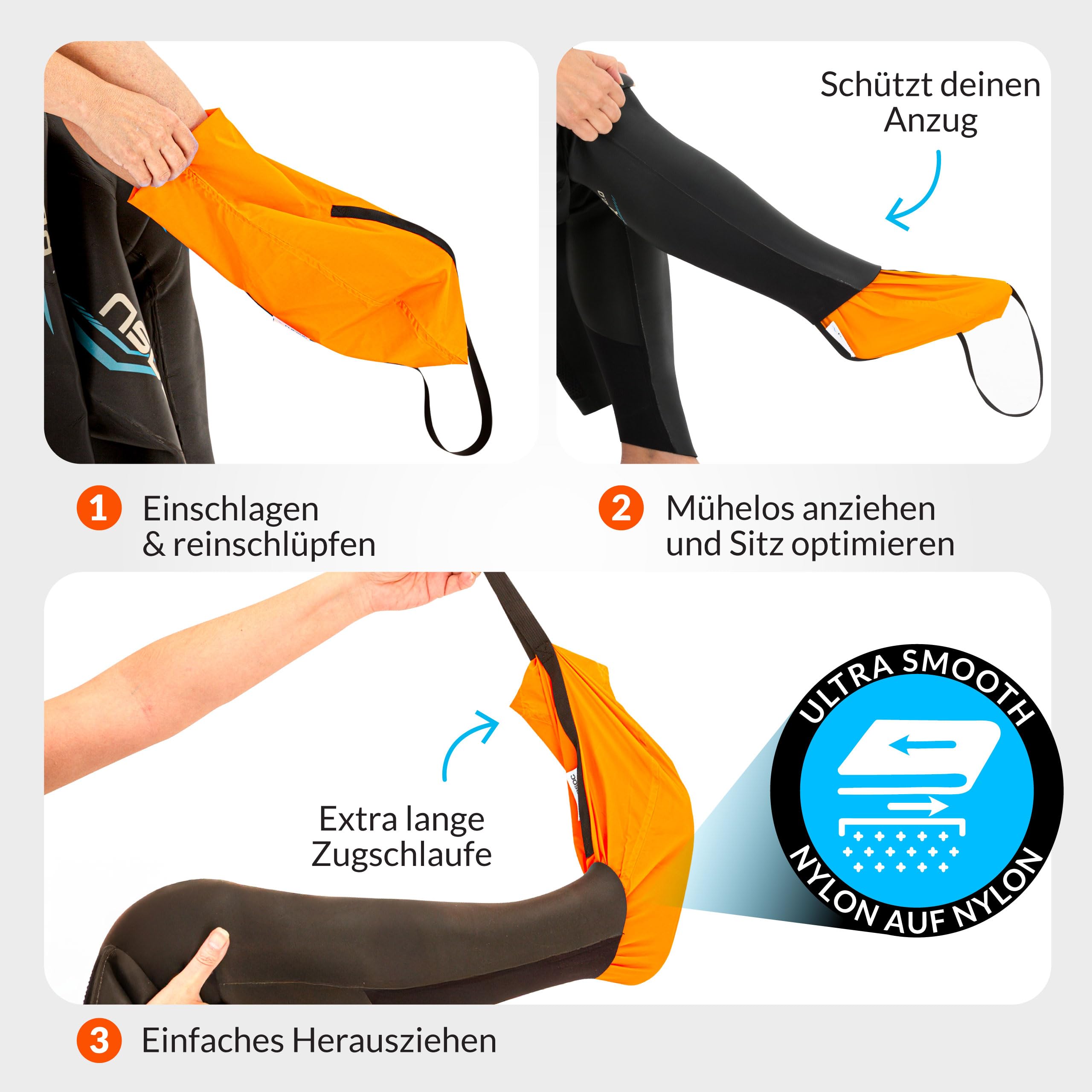 Neoprenanzug schnell und einfach anziehen | optimal beim Kiten, Triathlon, Schwimmen, Surfen, Tauchen | Anziehhilfe für Deinen Neoprenanzug | hervorragend auch für Damen & Kinder
